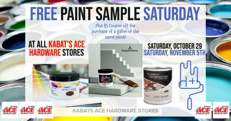 FREE PAINT SAMPLE SATURDAY + A 5 Off COUPON Kabats Ace